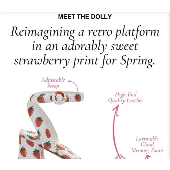 Larroude Dolly Ankle Strap Platfom Strawberry Heels Sandals Shoes 7.5 $315 New - Picture 8 of 9